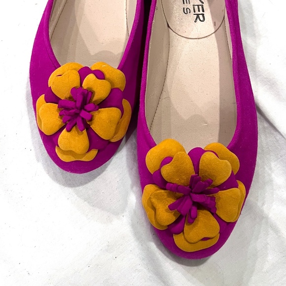 Paul Mayer Fuchsia/Orange Suede Flats - Picture 1 of 4